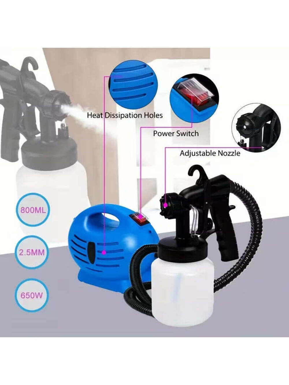 Paint Sprayer Painter Handheld 650W Electric Spray Gun Cleaning Brush Wrench